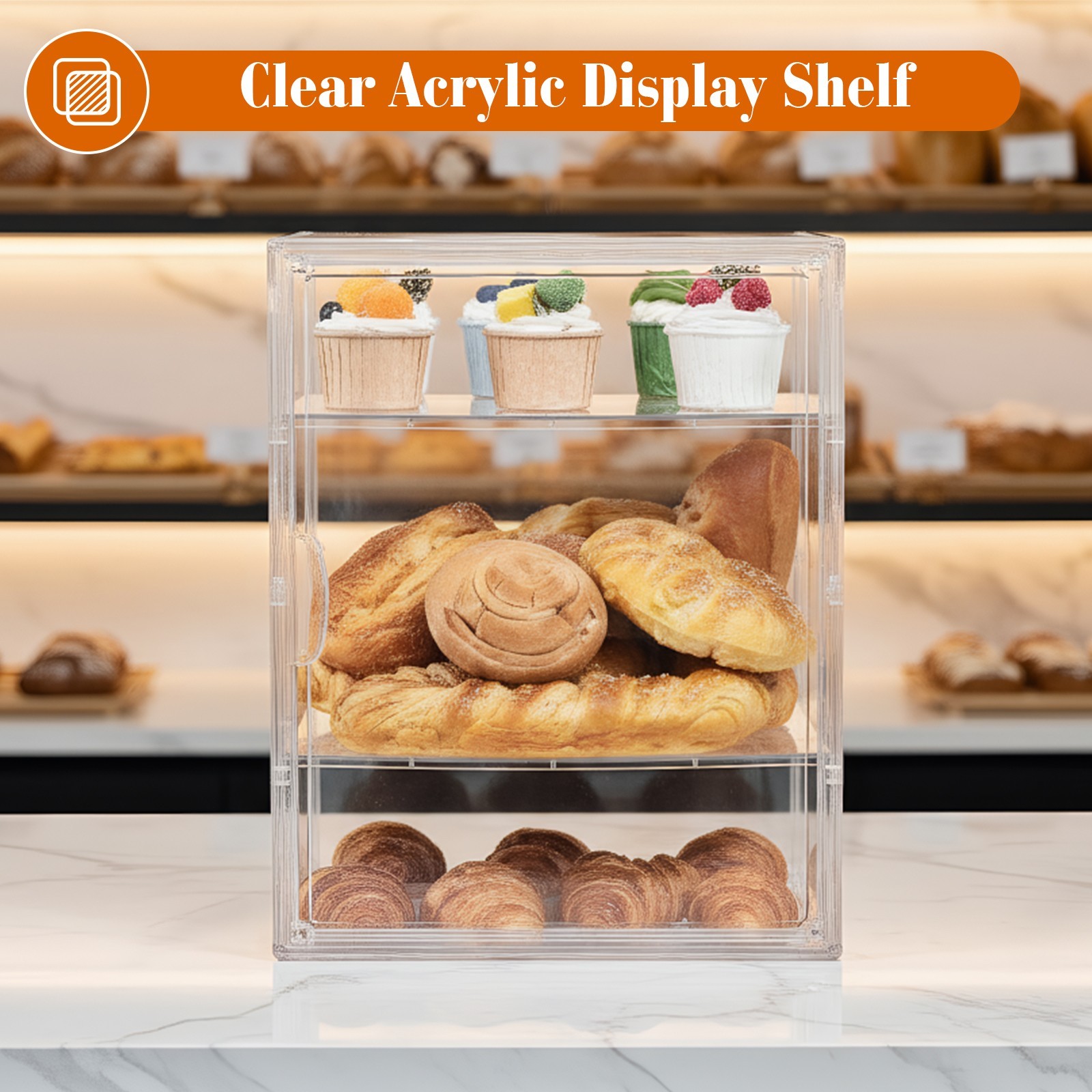 Stackable Storage Drawers Clear Acrylic Organizer Bathroom Make up (2 Partition)