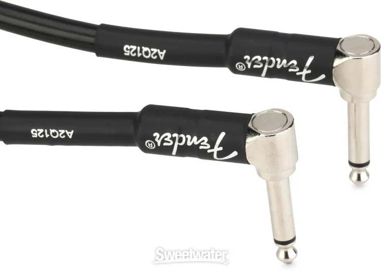 Fender Professional Series Angled to Angled Patch Cable - 6 inch Black (2-pack)