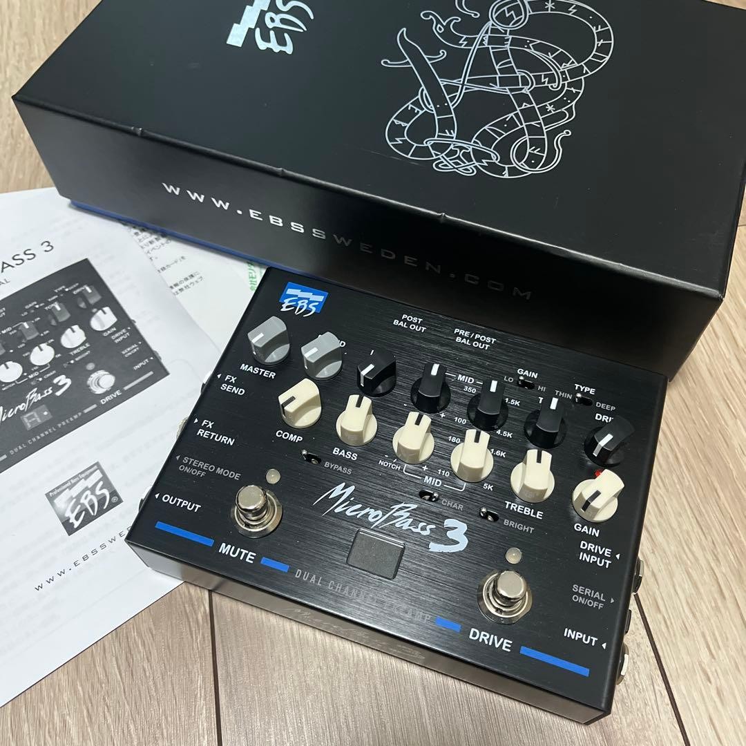 EBS MicroBass 3 Bass Preamp Compressor High-Quality Used with Adapter Manual