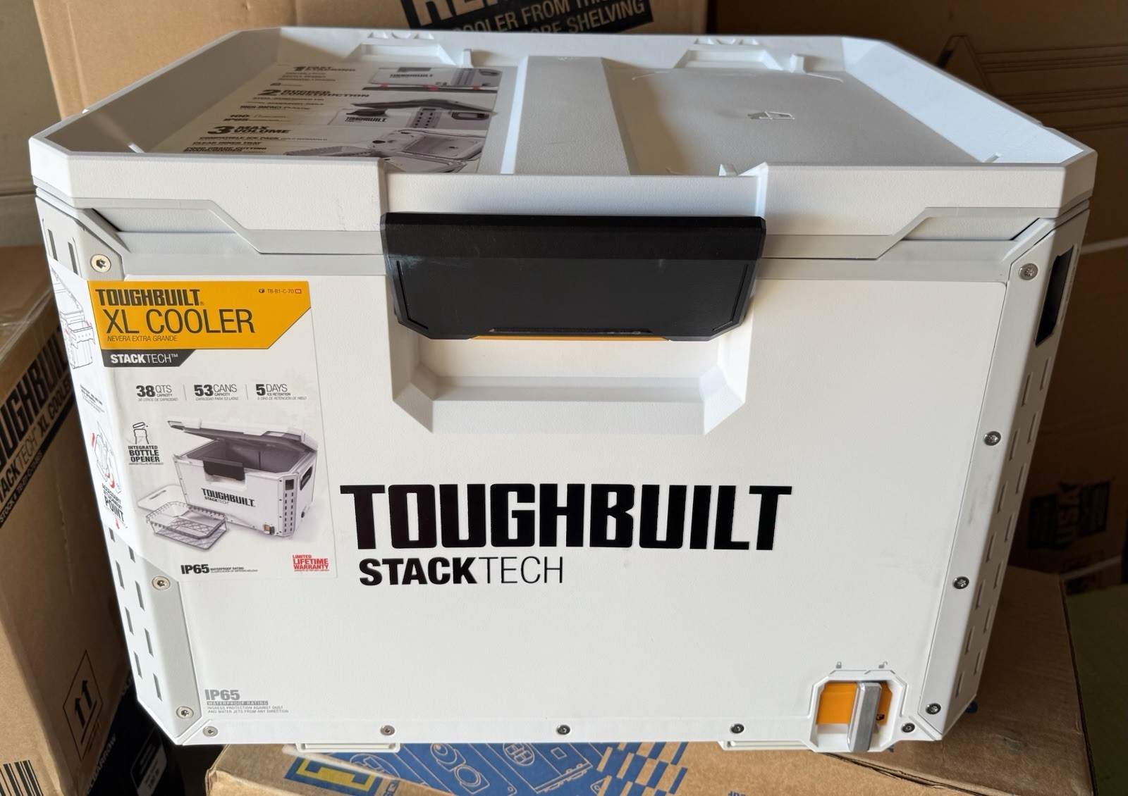 ToughBuilt StackTech XL 38 Quart Cooler Stackable Hard Shell Ice Chest White NEW