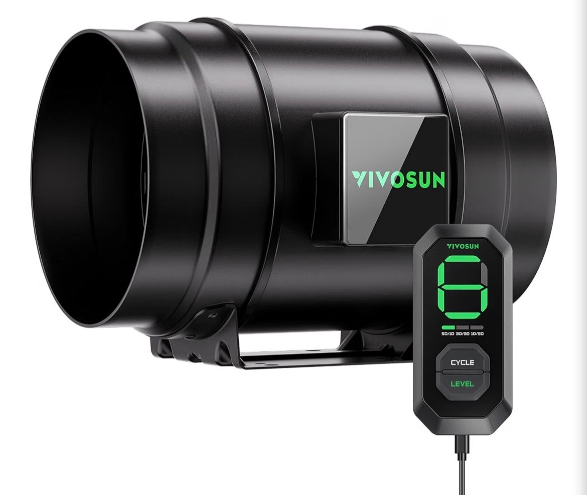 VIVOSUN G8 8" Inline Fan &Cycle Mode Speed Controller, 725 CFM Aerozesh Fan