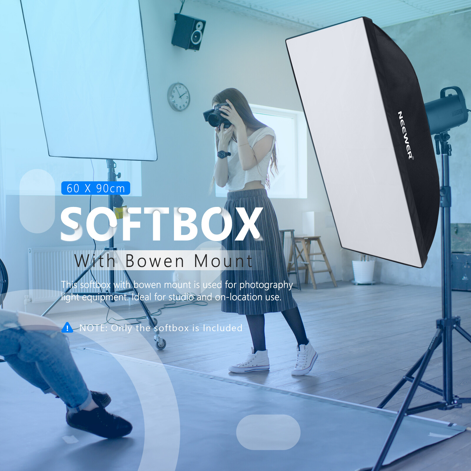 NEEWER 24''x35'' Rectangular Softbox Monolight Softbox&Bowens Mount,Diffuser