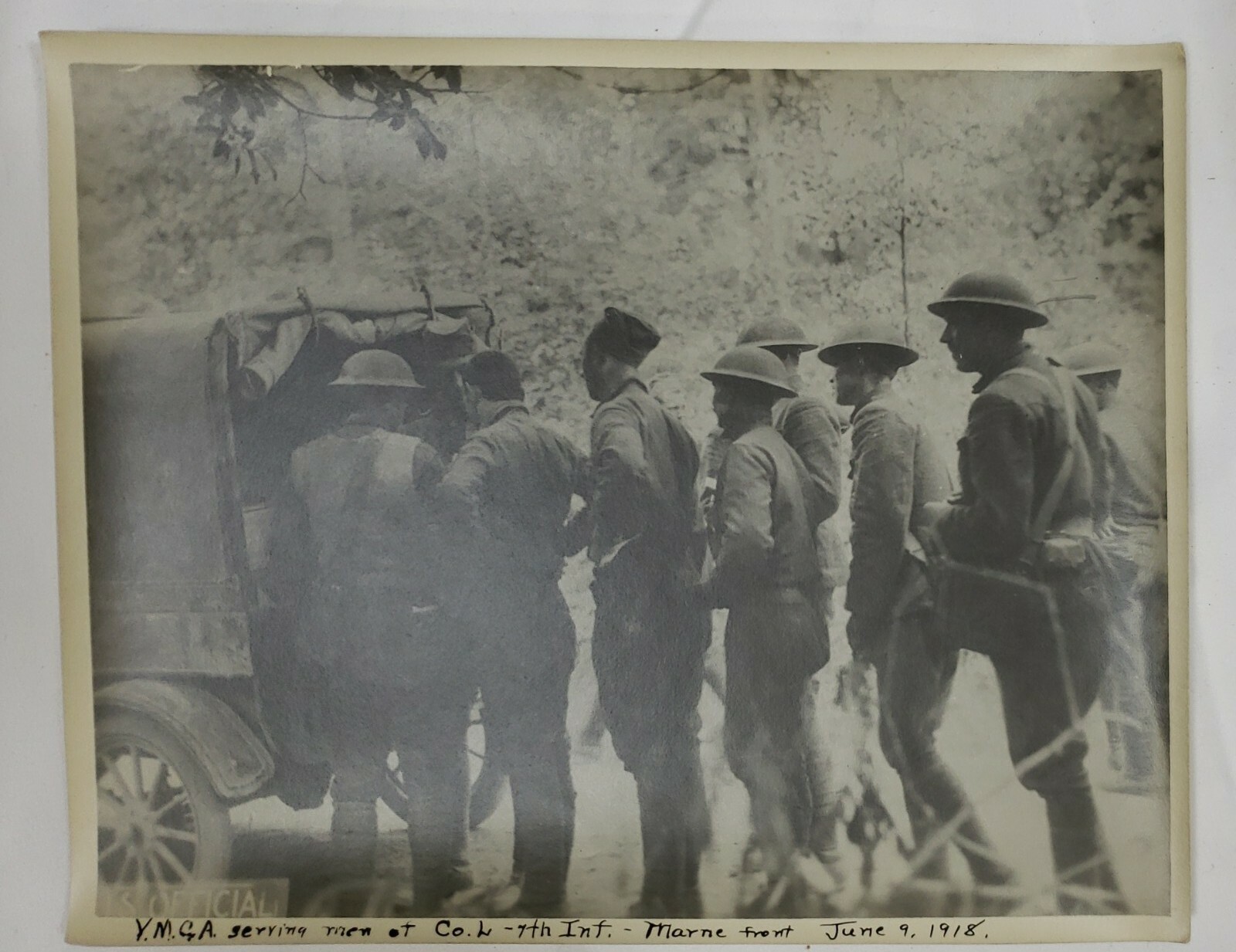 Antique / Vintage WWI Photo YMCA Serving 7th Infantry At The Marne Front