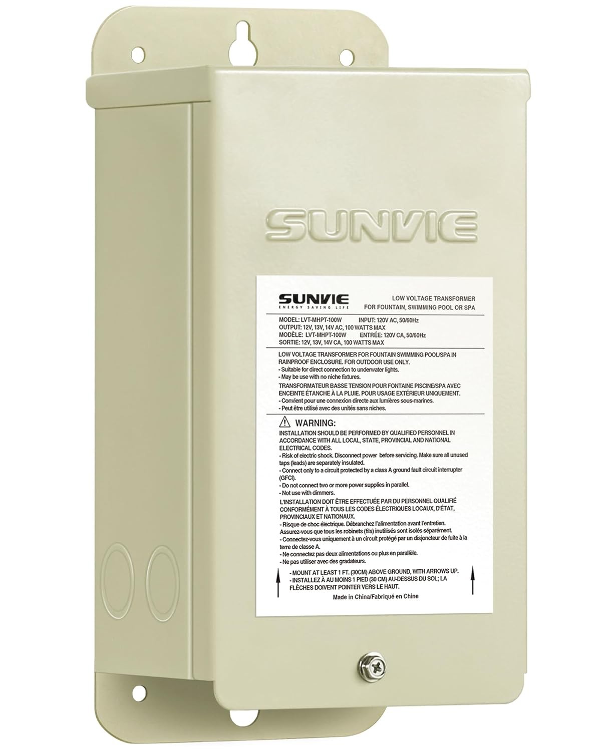 SUNVIE 100W Pool Light Transformer Outdoor Weatherproof Low Voltage...