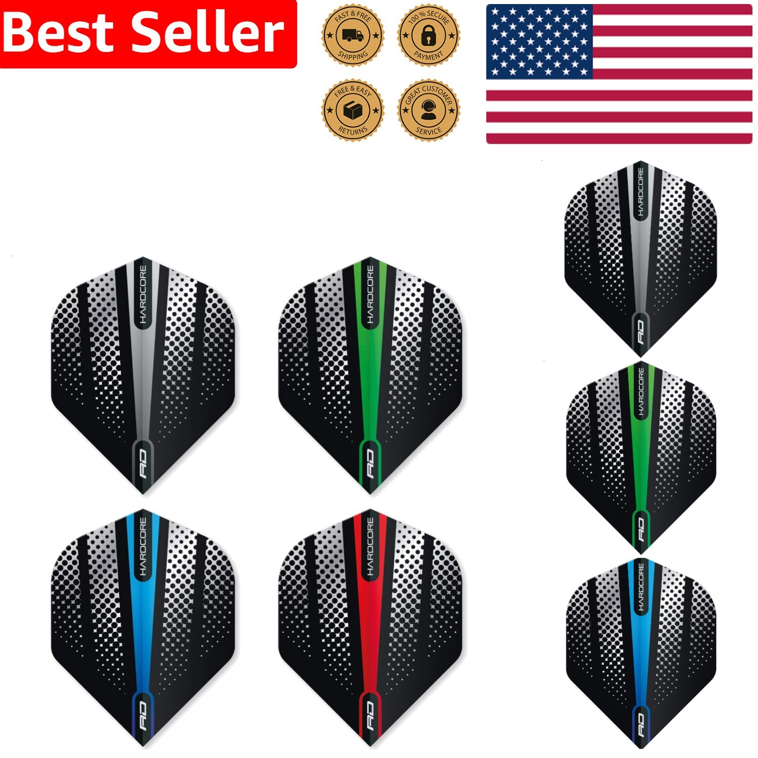 Top Selling Hardcore Dart Flights Selection Pack Radical Flash 4 Sets 100 Micron