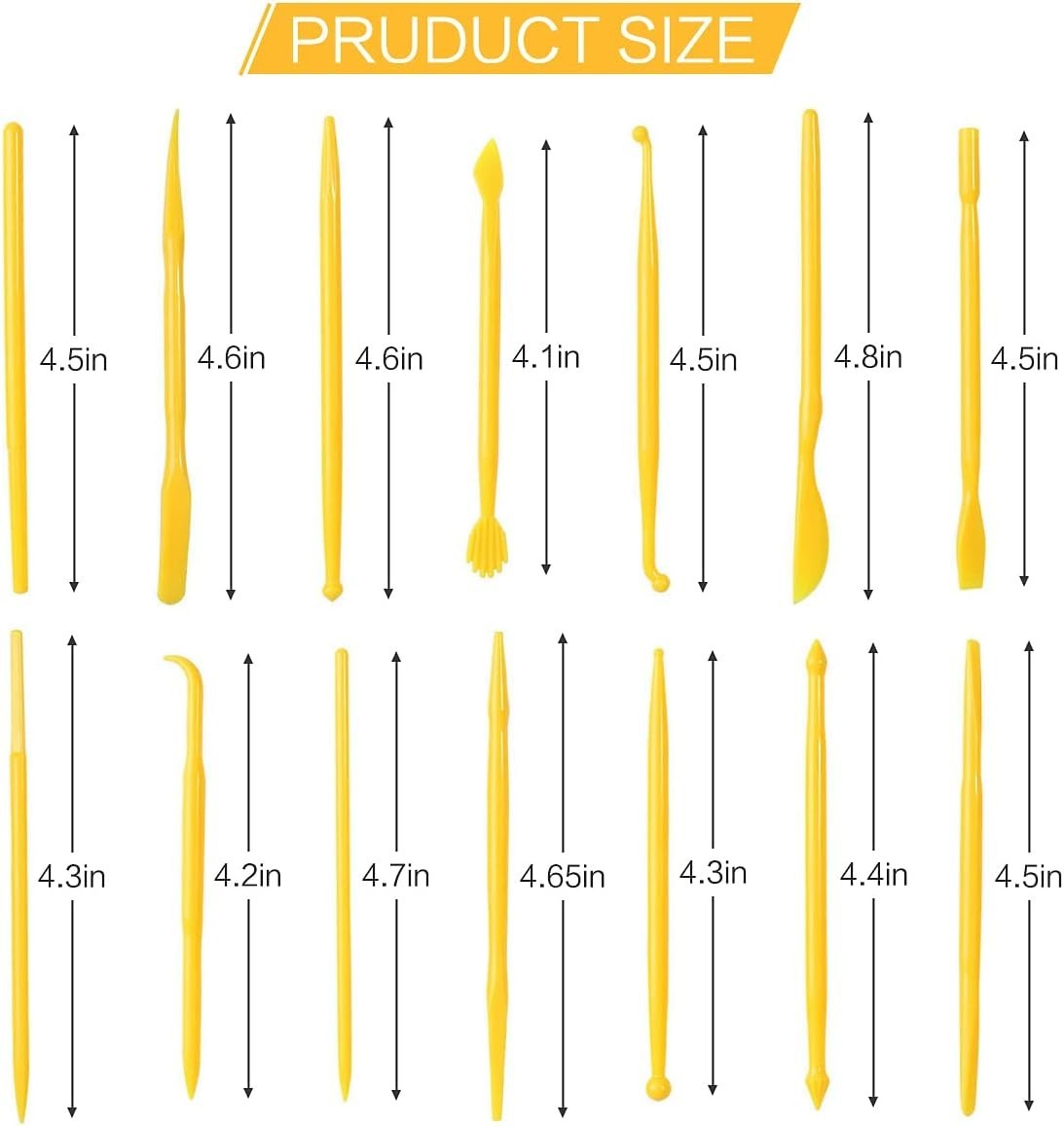 Pottery Modeling Tools Set, 14 Plastic Carving Instruments for Creative Projects