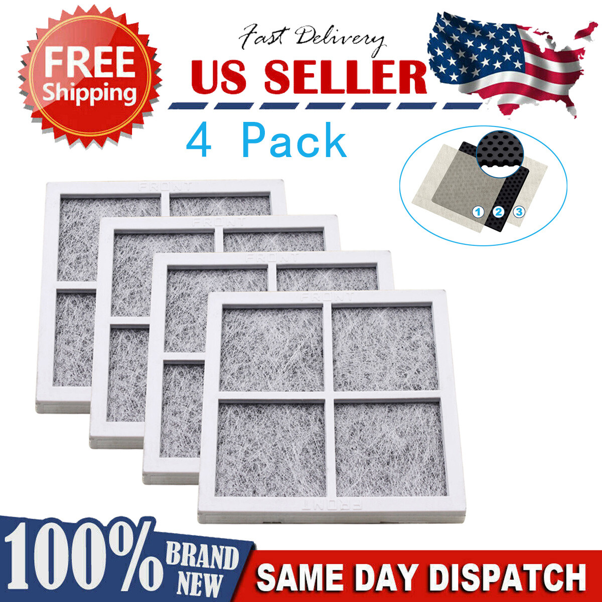 Replacement Refrigerator Air Filter for LG LRFDS3006D LRFDS3016D LRFDS3016S