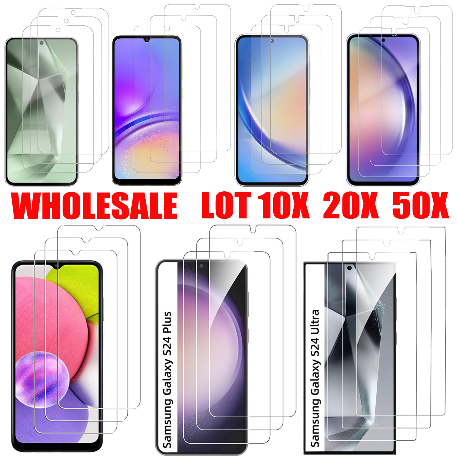 Wholesale Tempered Glass Clear Screen Protector for Samsung S26 S25 S24 S23 ALL