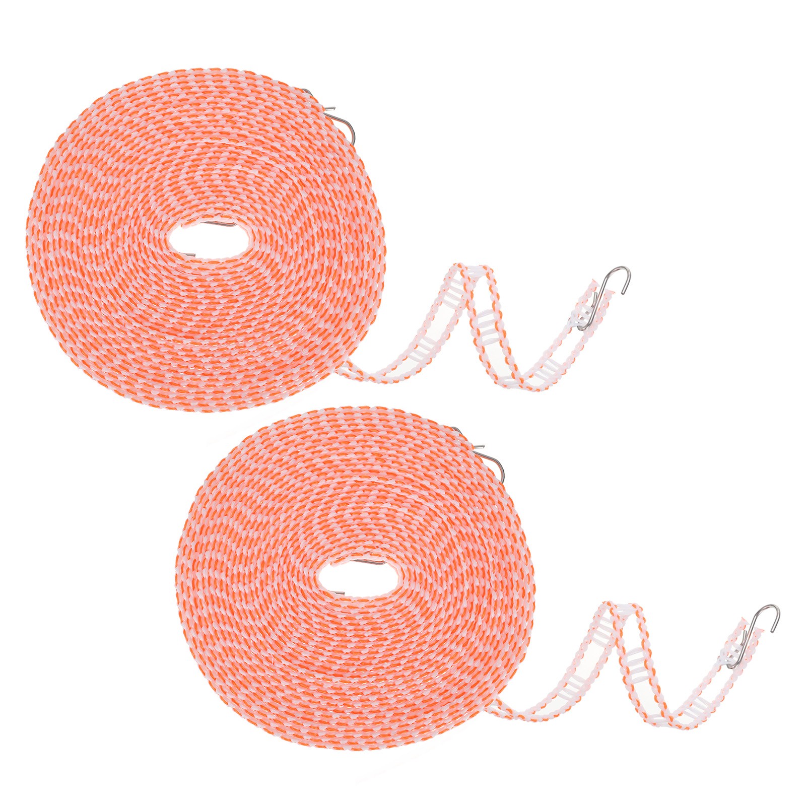 2pcs Windproof Clothesline 10M Plastic Non-Slip Clothes Drying Rope Orange