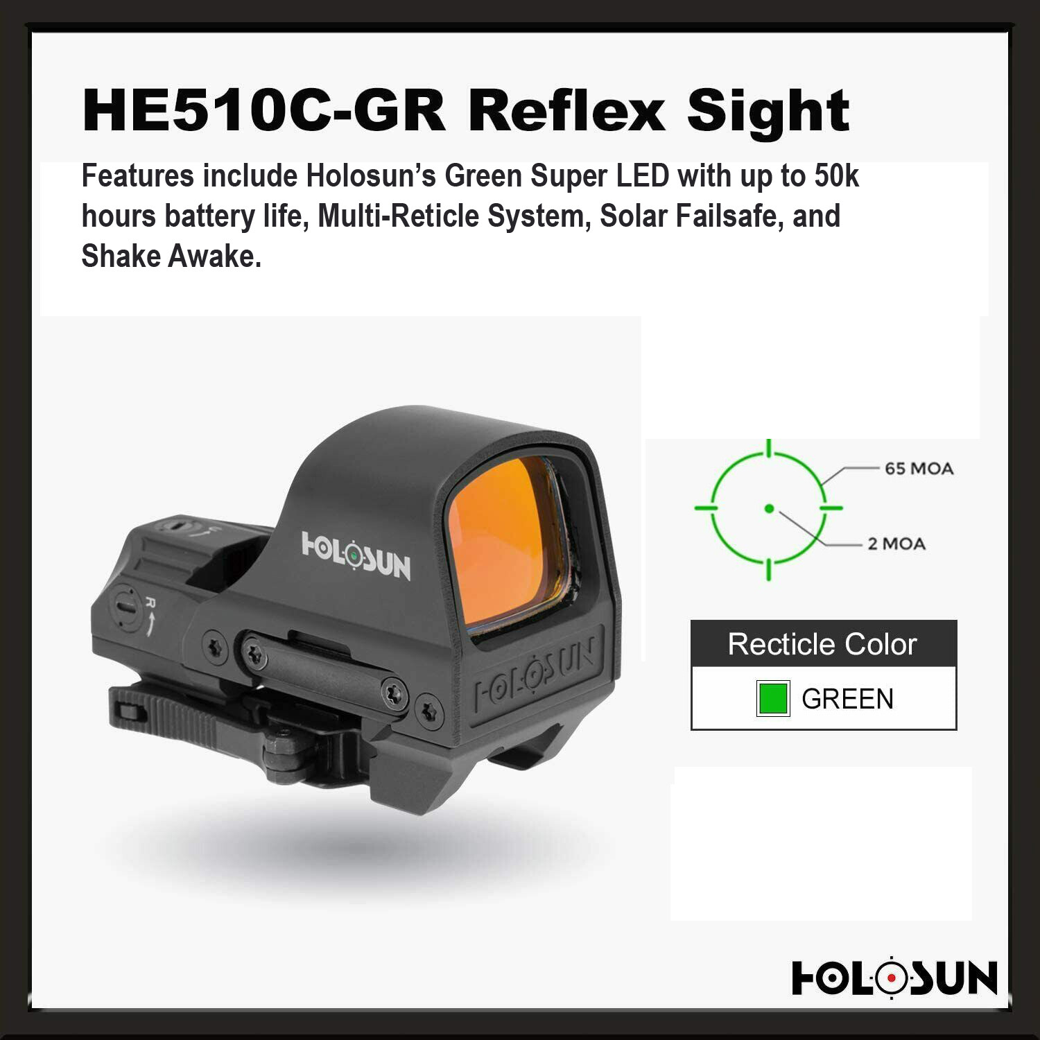 Holosun HE510C-GR Green LED Reflex Sight