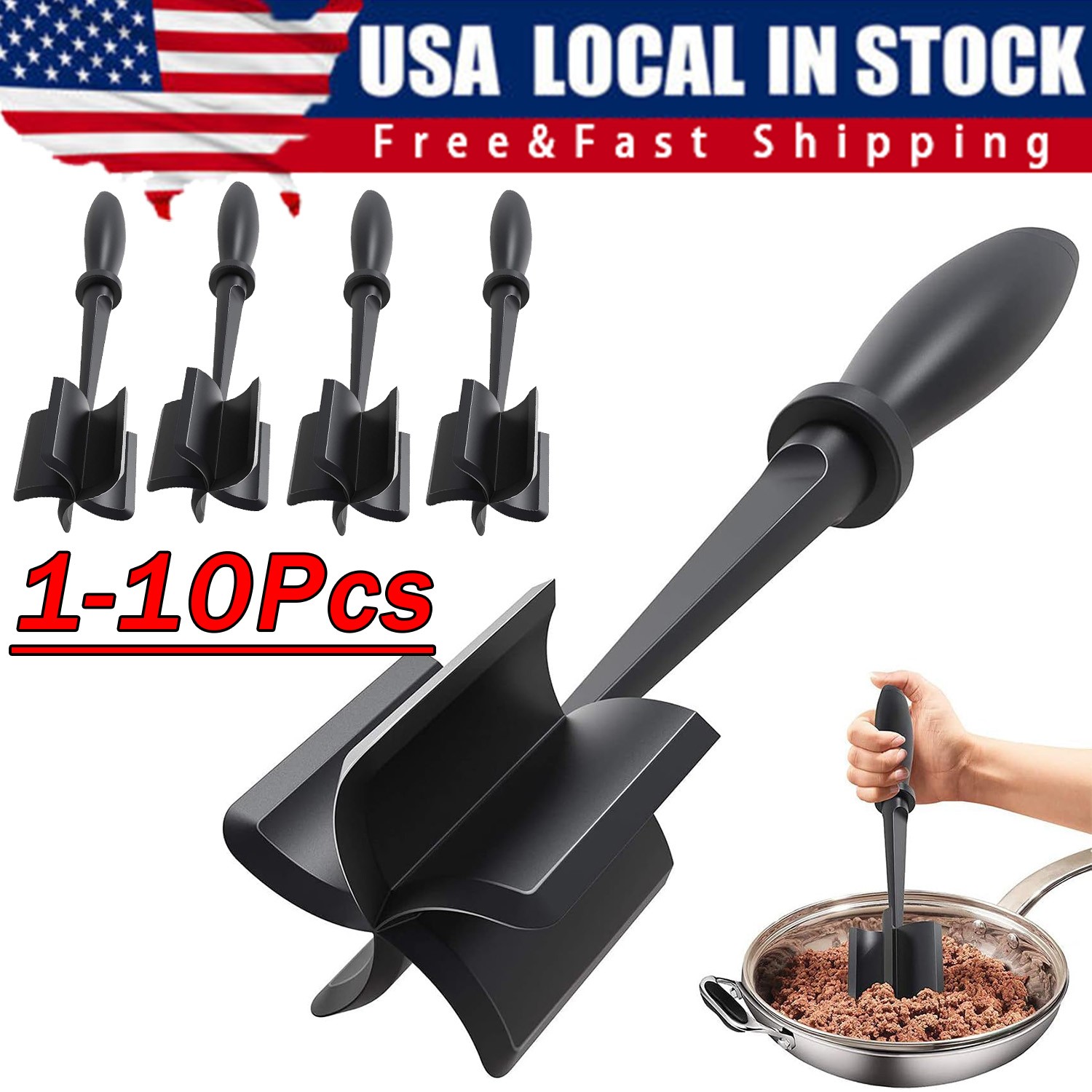 Meat Hamburger Chopper Heat Resistant Utensil Ground Beef Potato Masher Spatula