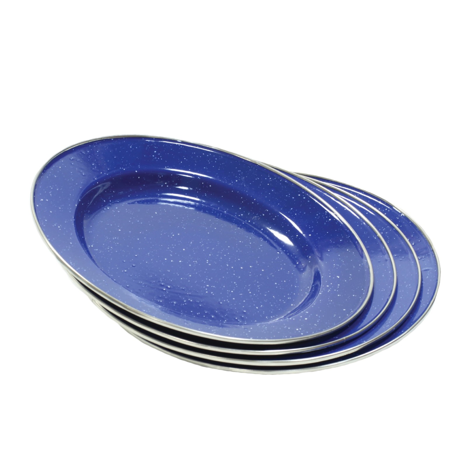 24-Piece Enamel Tableware Set Lightweight Dinnerware Complete Set Blue