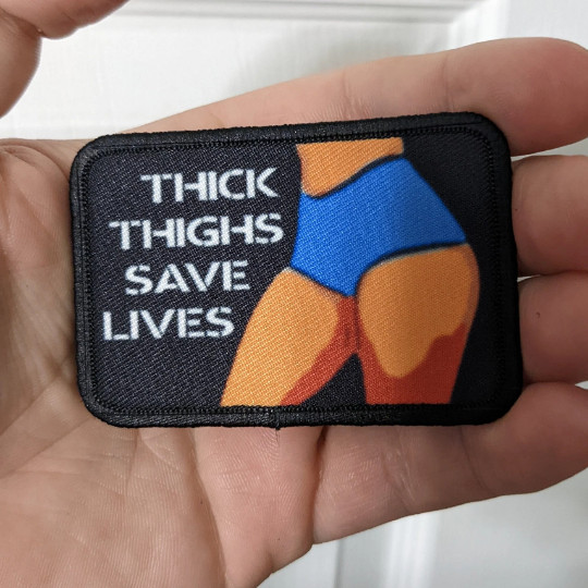 Thick thighs save lives fitness  funny 2"x3" hook & loop tactical morale patch