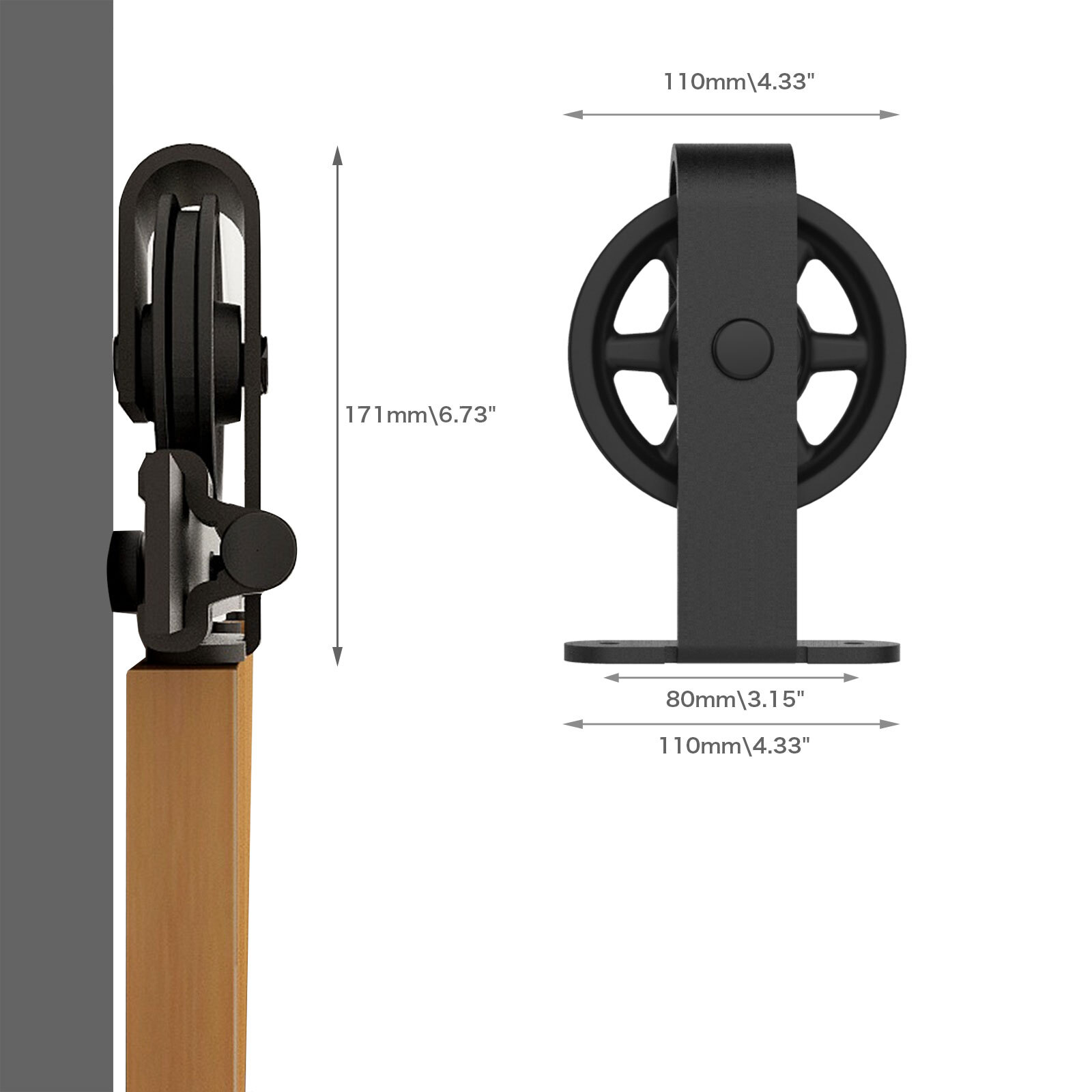 4FT-20FT Medium Wheel Roller Sliding Barn Door Hardware Kit Single/Double Door