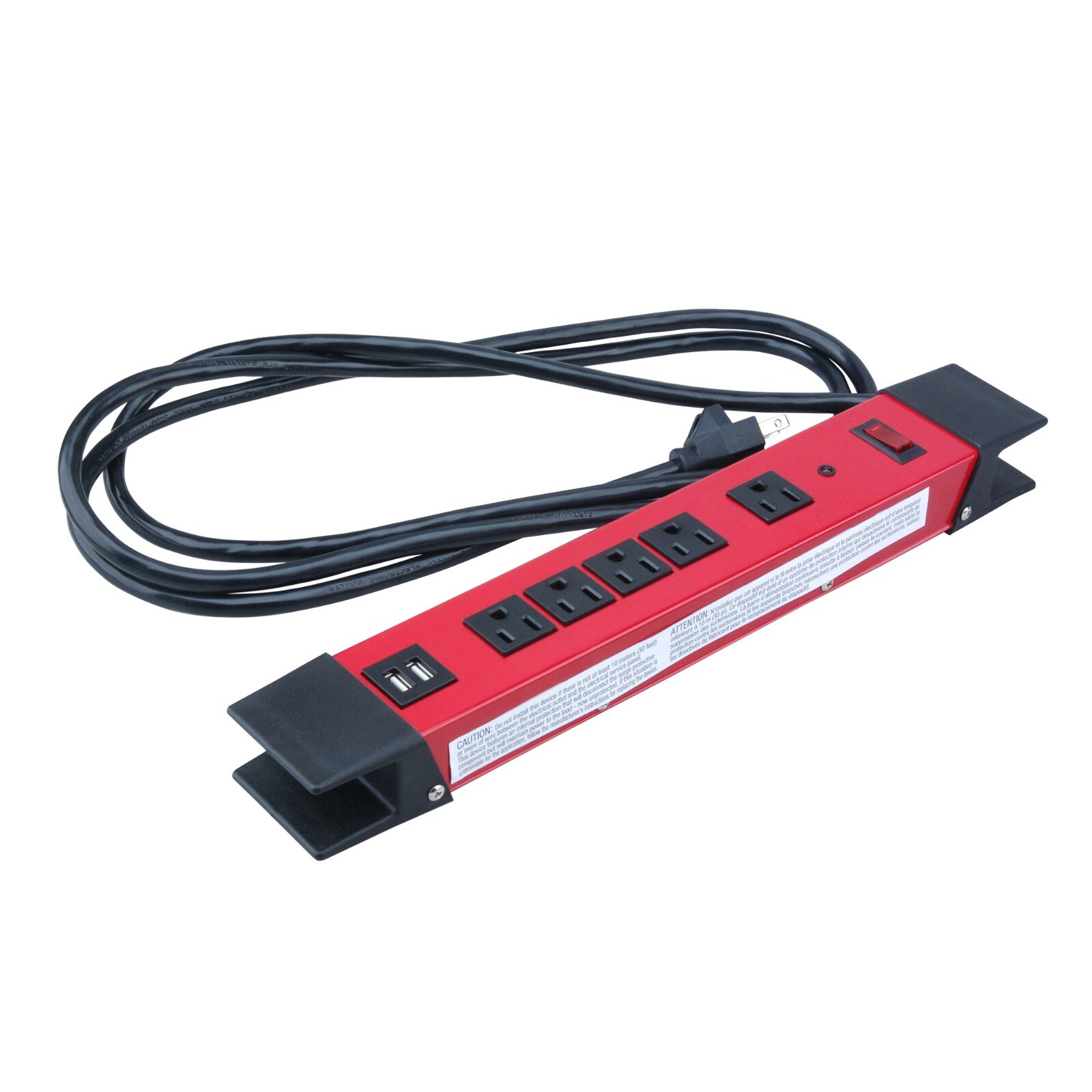 5 Outlet Heavy Duty Magnetic Power Strip, with Metal Housing and 2 USB Ports
