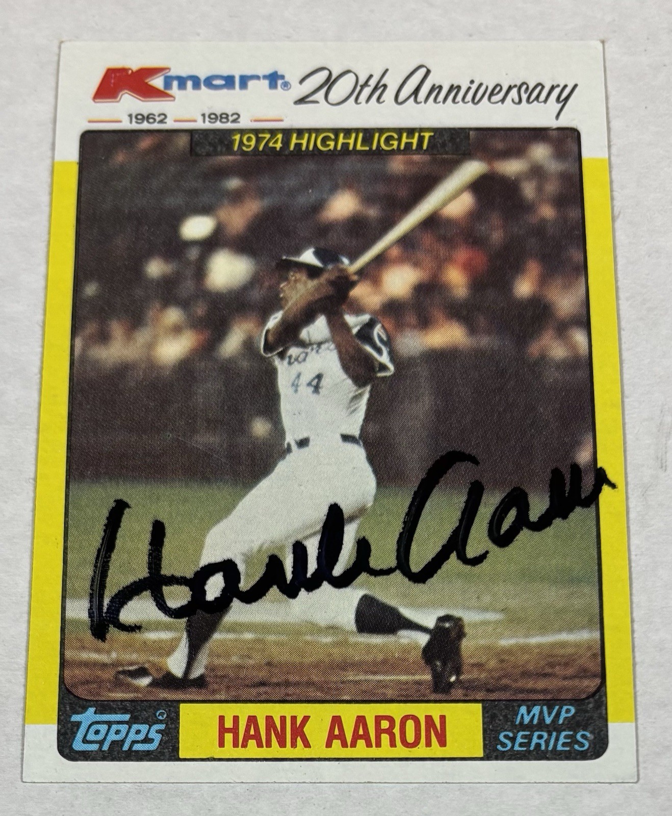 1982 Kmart Hank Aaron #43 AUTO Baseball Card Braves HOF Vintage  1934-d. 2021