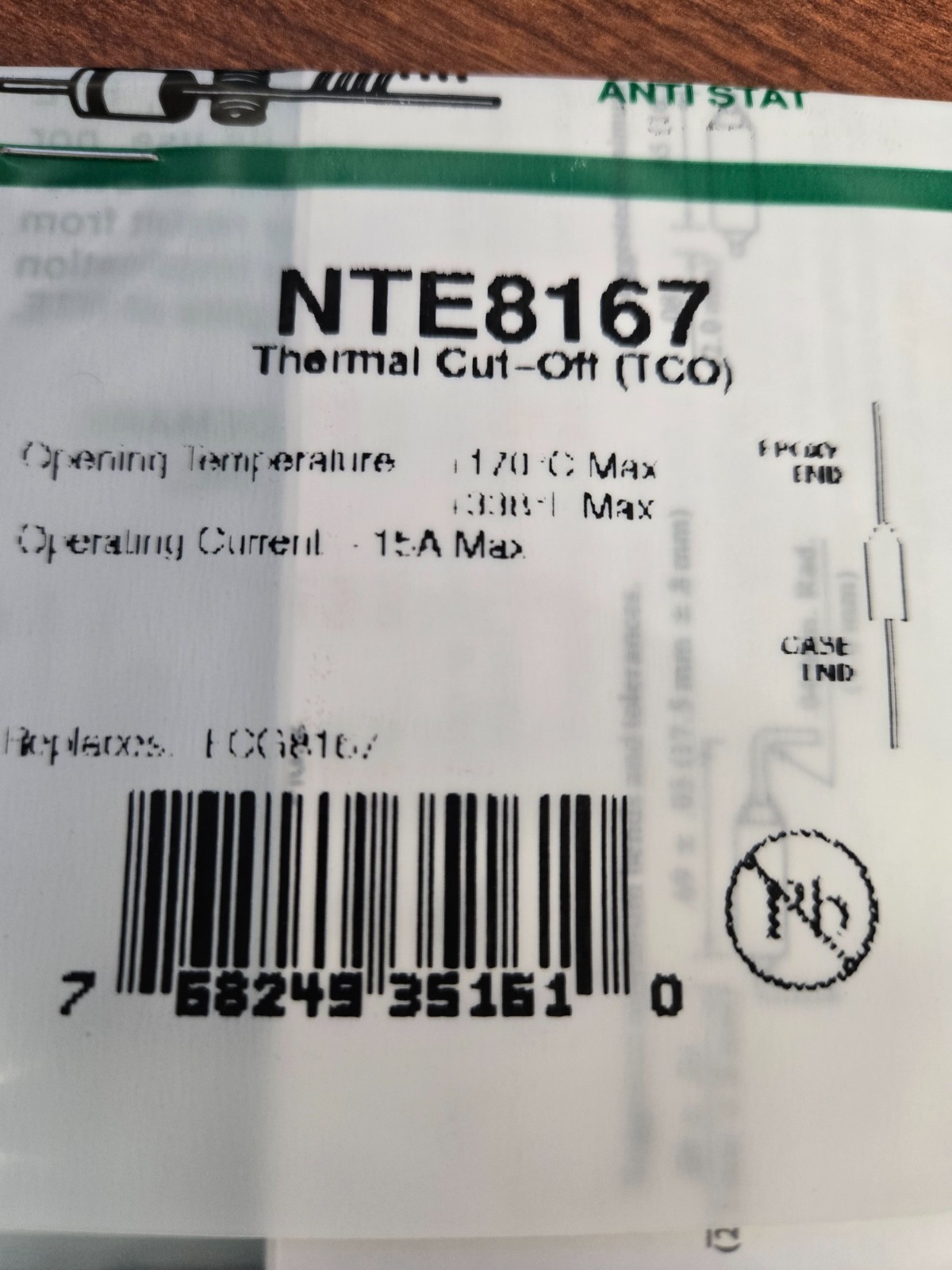 NTE8167 Thermal Cut-Off (TCO) ECG8167 SK948