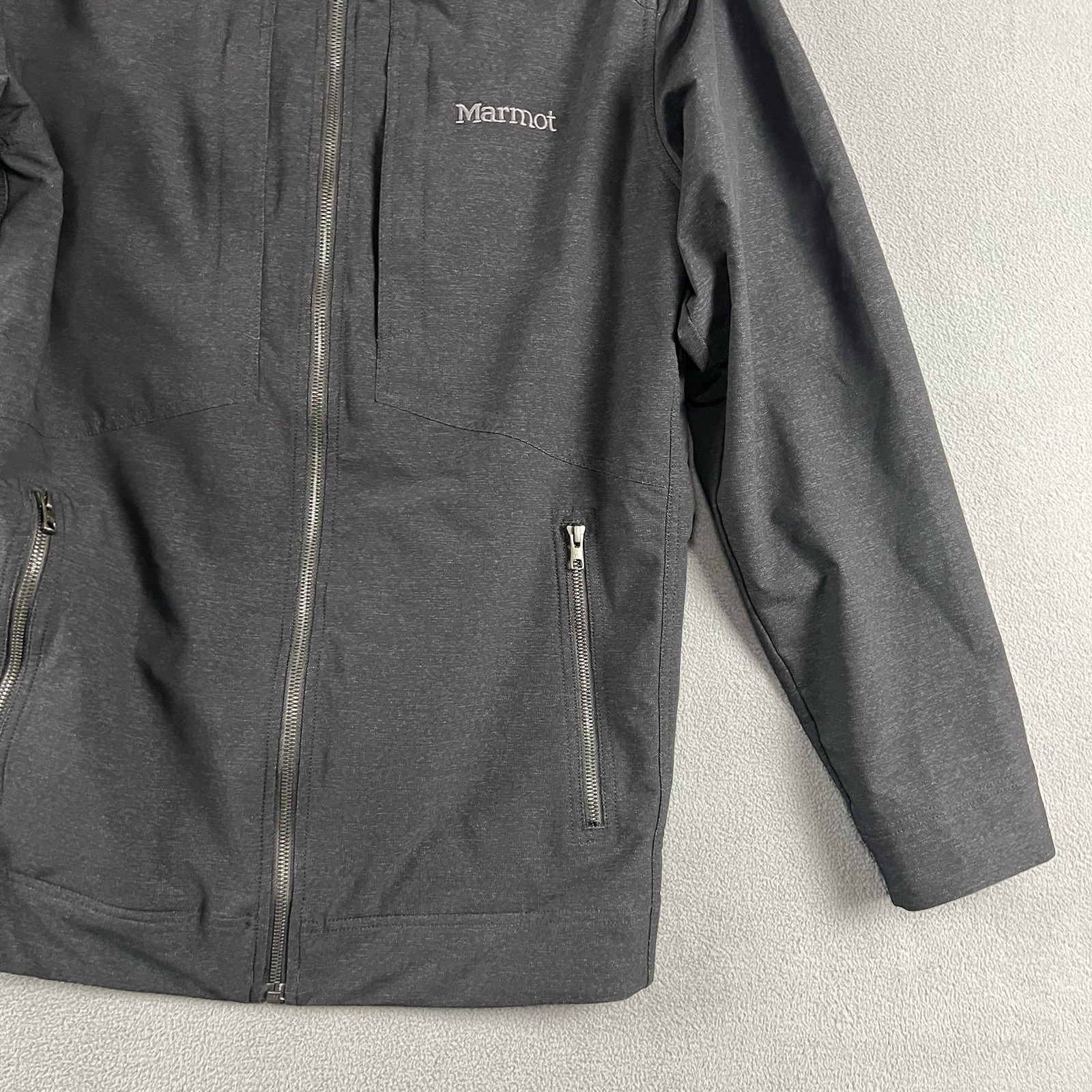 Marmot Jacket Mens Large Gray Softshell Full Zip Hiking Outdoor Casual