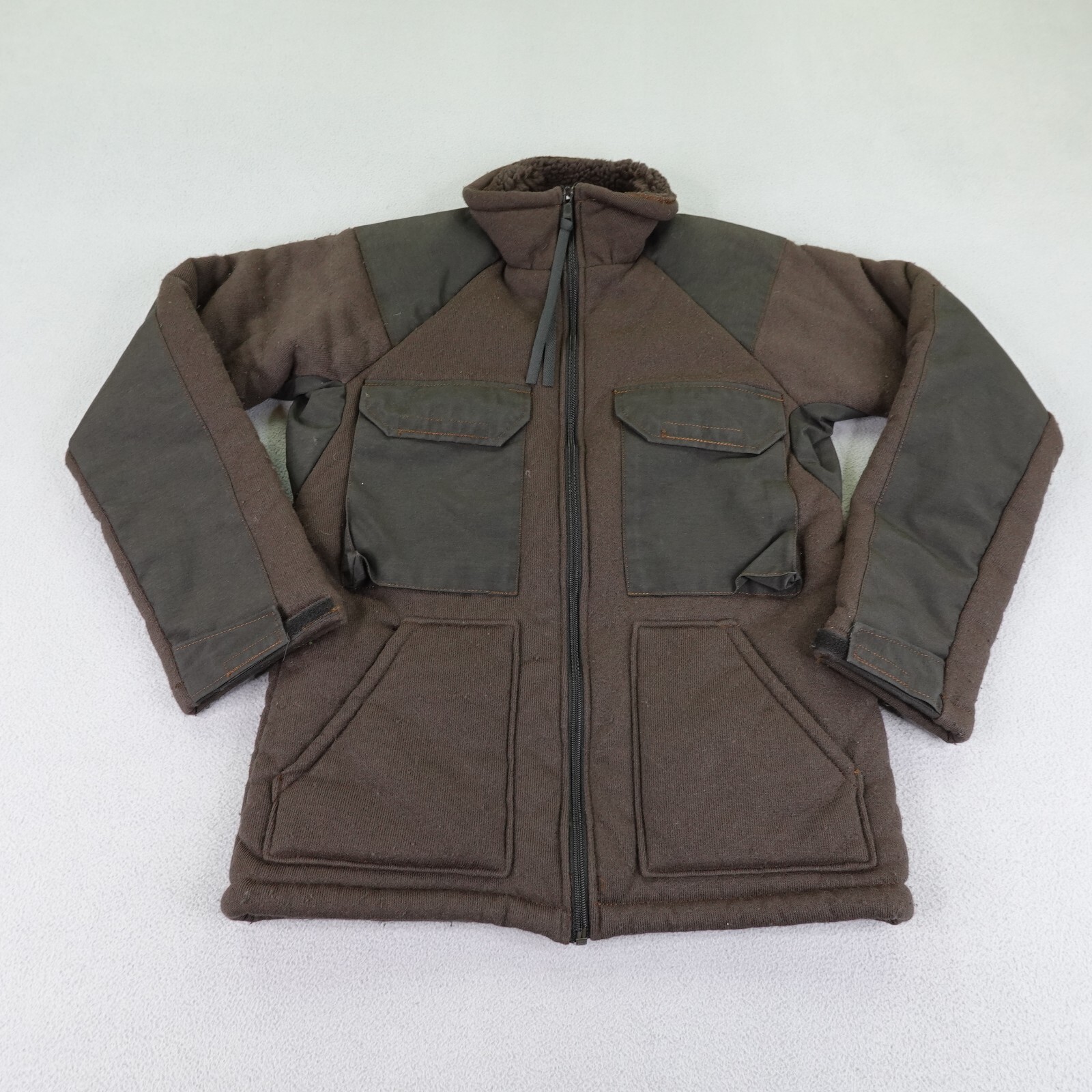 Tennier Industries Jacket Mens Small Brown Shirt Cold Weather Fiber Pile Army