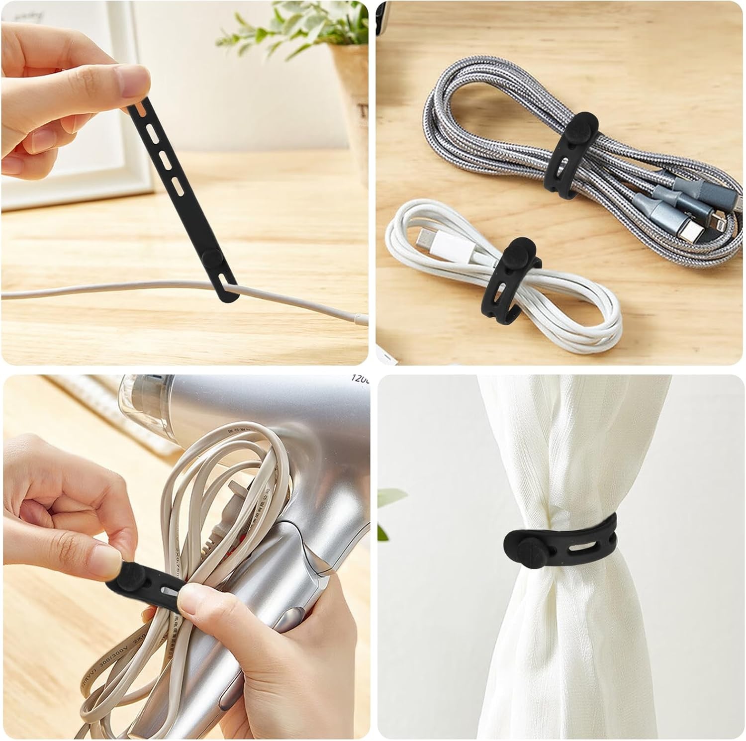 50 Pack Reusable Silicone Cable Ties