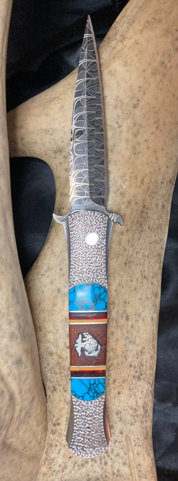 Pro-Tech Yellowhorse Barb Wire Damascus Semper Fi #2/5