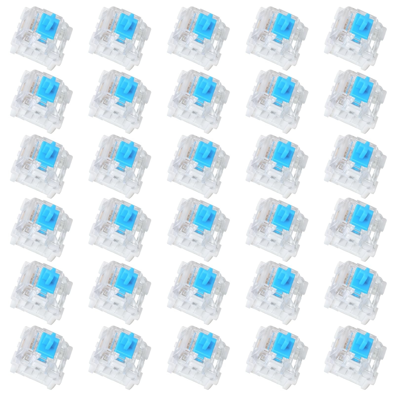 30 Pieces Blue Mechanical Keyboard Switches, 3 Pin Pre-Lubricated Clicky Key ...