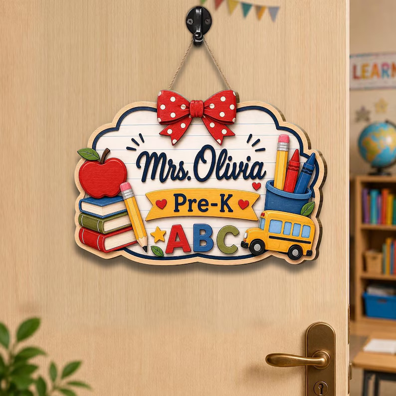 Teacher Classroom Decor Wall Sign with Rope