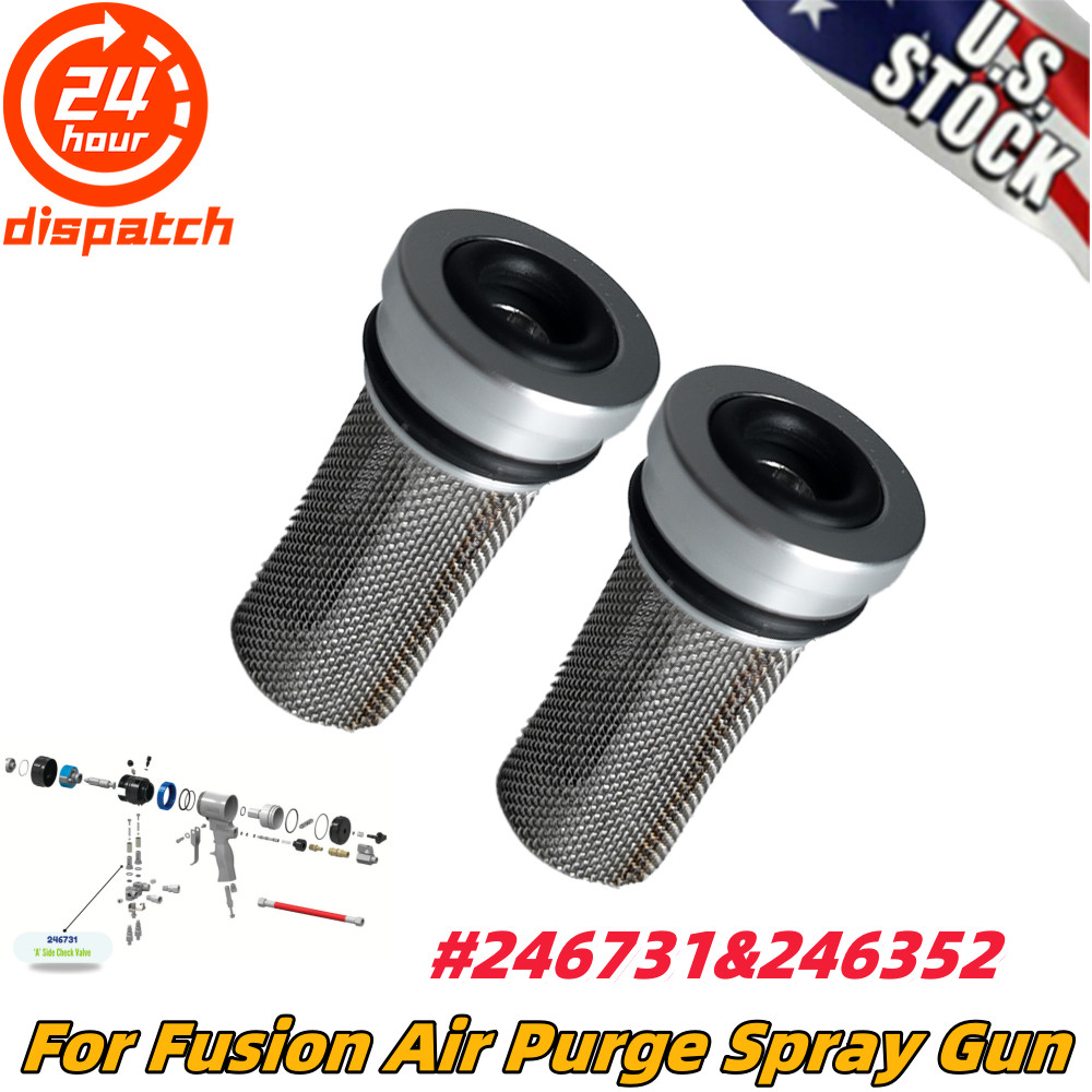 For Fusion Air Purge Spray Gun Check Valve Assembly 2Set Aluminum 246352 246731