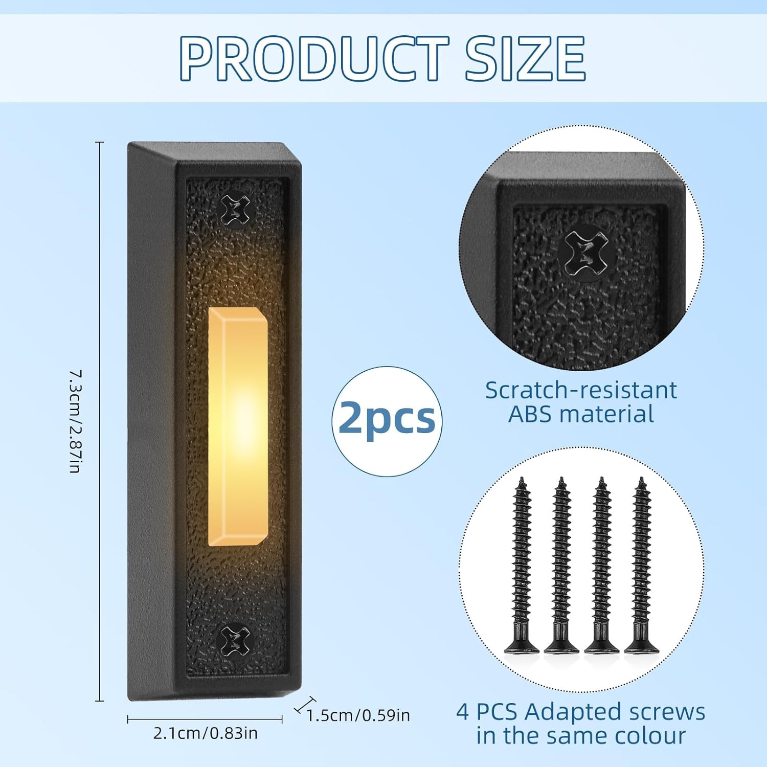 2 Pcs Lighted Doorbell Button, Wired Door Bell Push Buttons LED Door Chime, Wall