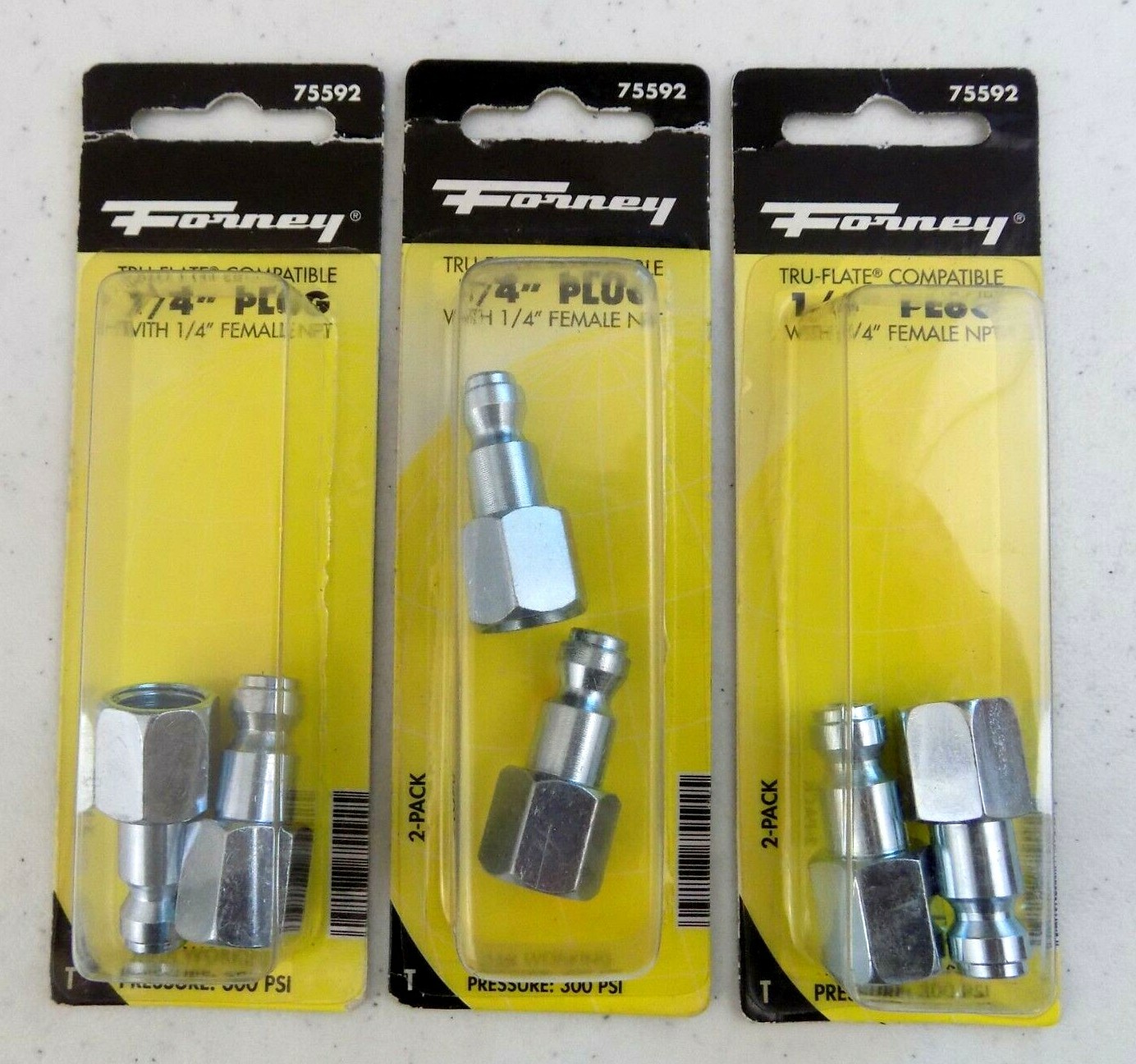Lot Of 3~Forney Tru-Flate Compatible 1/4" Plug With 1/4" Female NPT~75592~ NEW