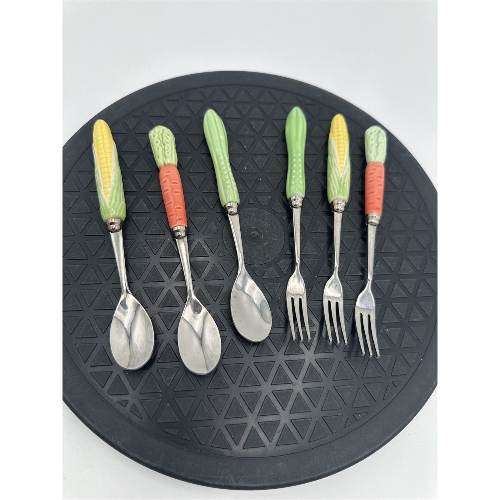 Stainless Steel Ceramic Appetizer Utensils Vegetable Theme Set Of 6