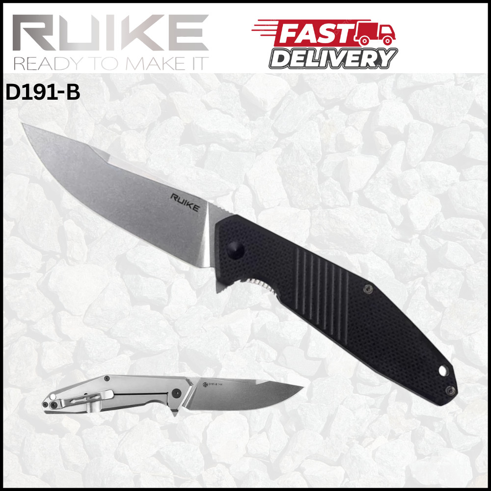 RUIKE D191-B / (BLACK) FRAMELOCK FOLDING POCKET KNIFE / 8Cr13moV STAINLESS STEEL