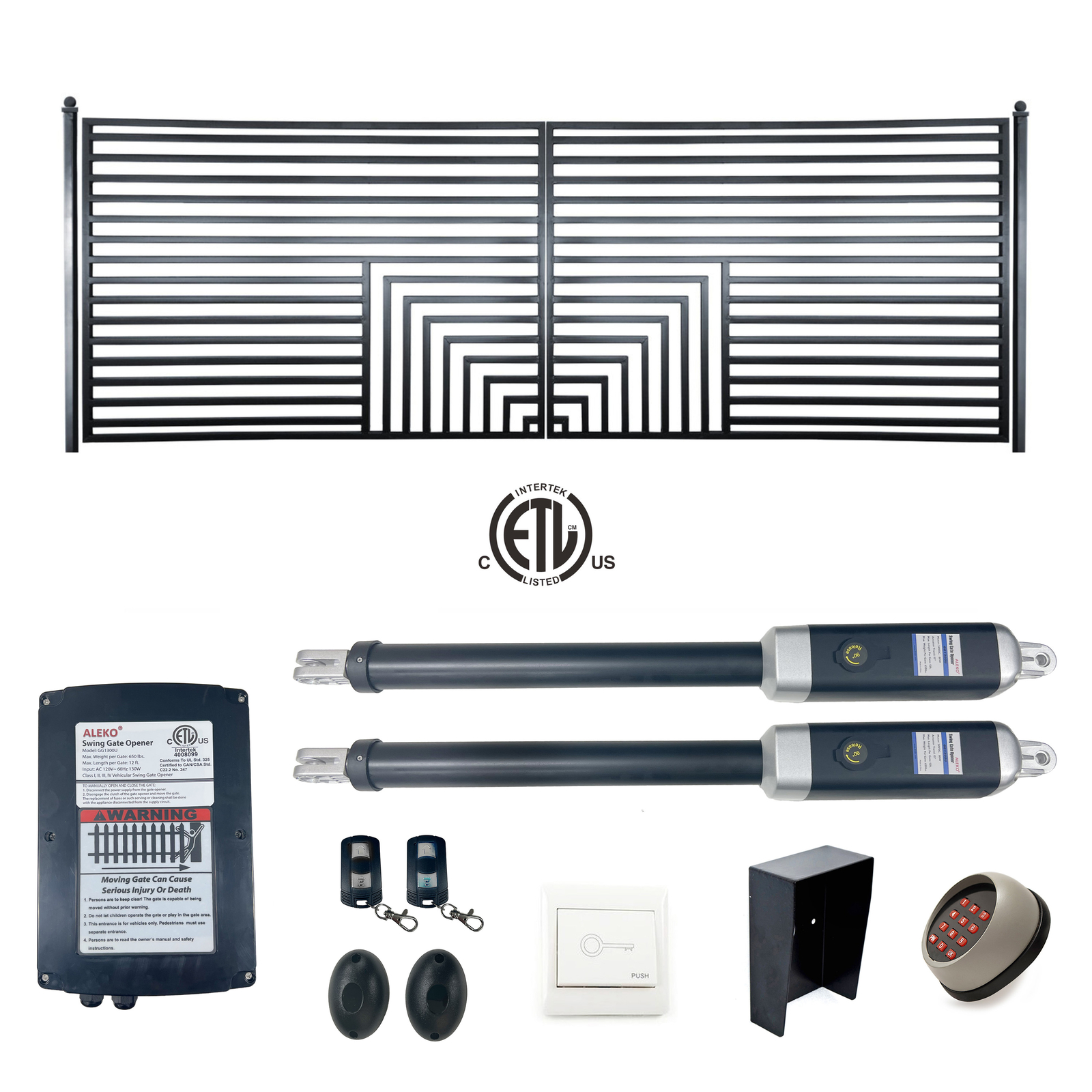 ALEKO Florence Style 14 x 6 feet Steel Dual Swing Driveway Gate with Opener