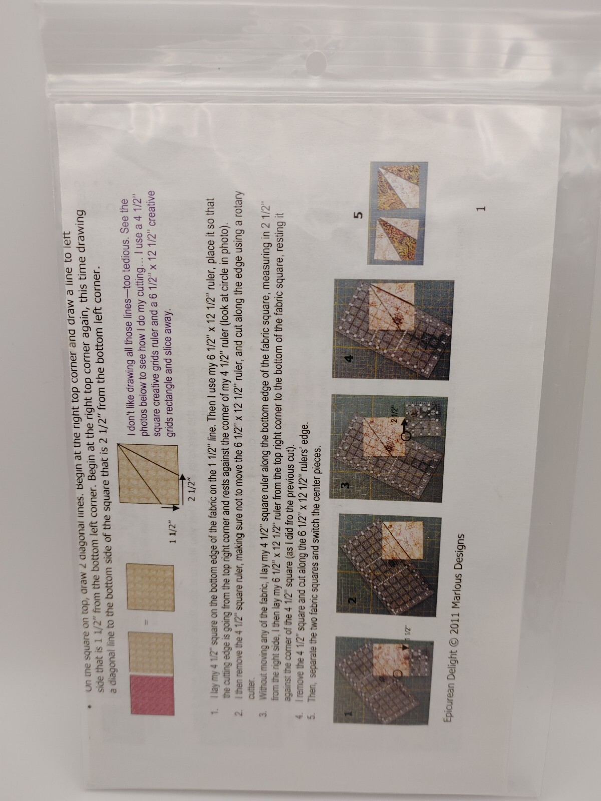Epicurean Delight Quilt Pattern by Marlous Designs (18" x 39")