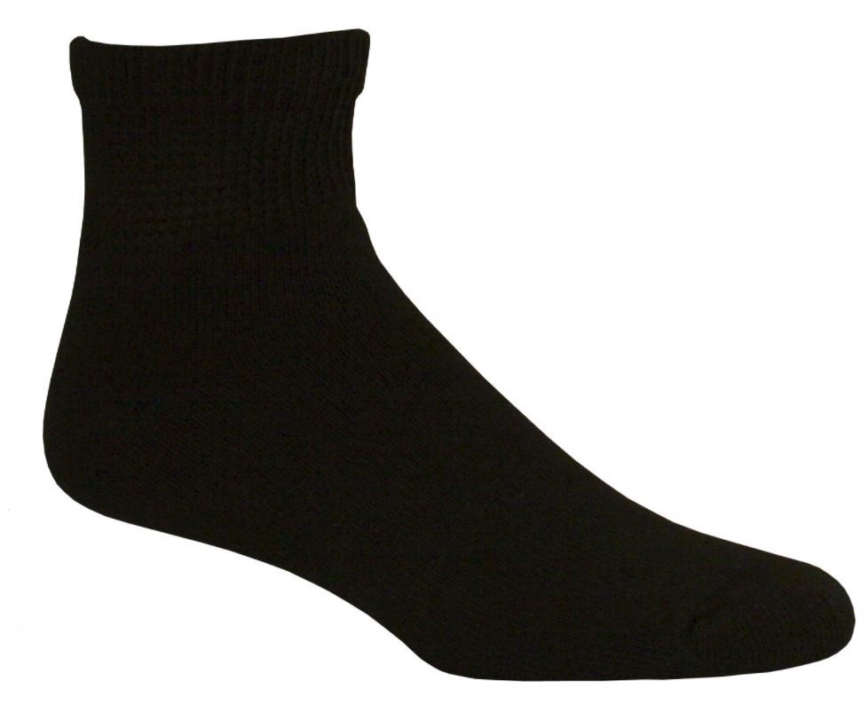 3 Pair Pack Active Pro Diabetic Socks Size 10 -13 Ankle Length - Black