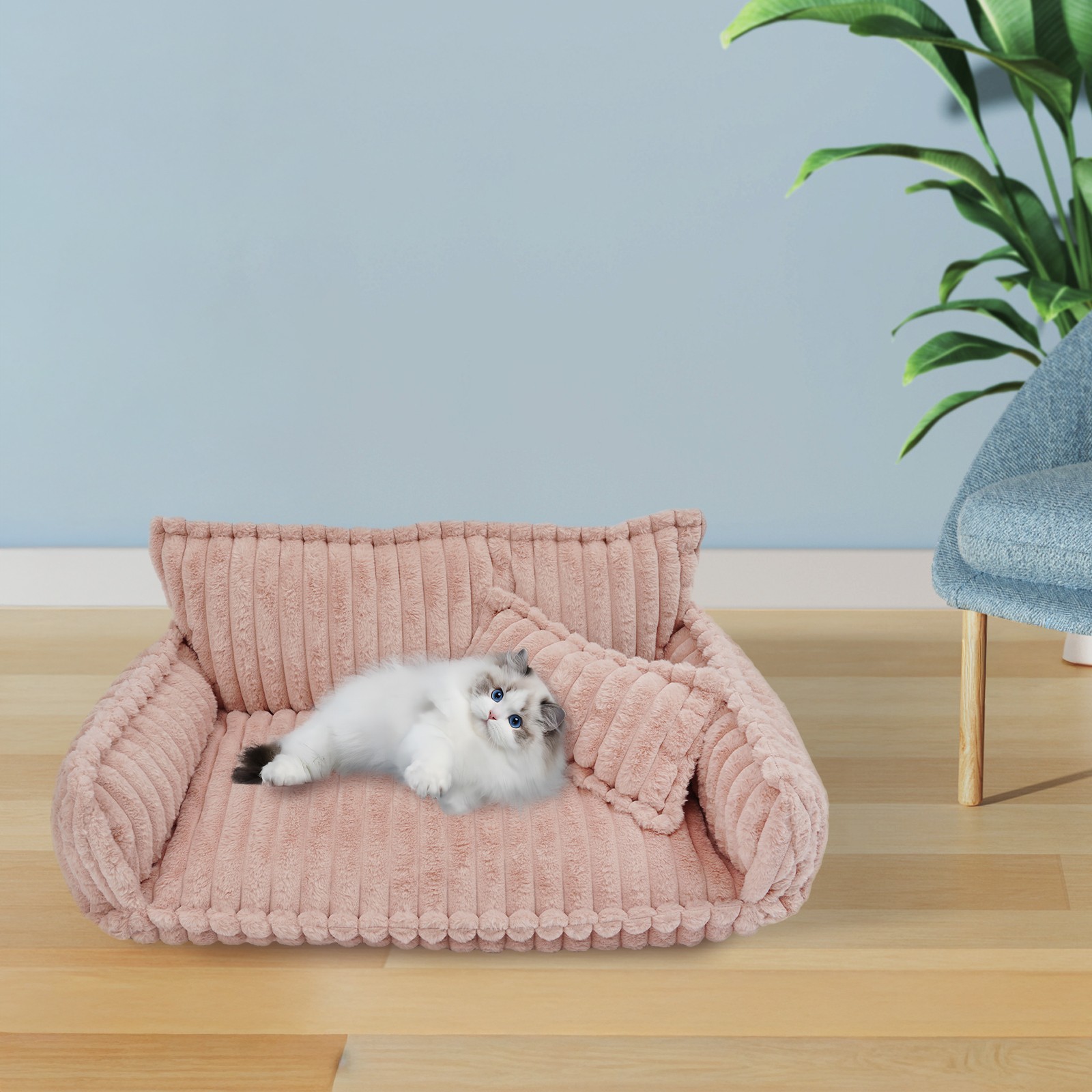 Pet Couch with Removable Washable Cover, Pet Couch Bed for Dog and Cat, Calming