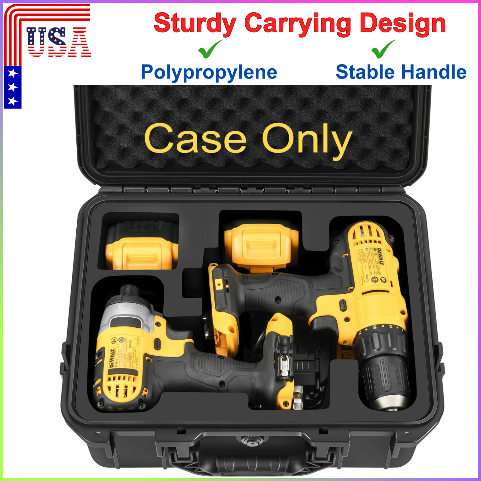 Case for Cordless Drill/Impact Driver Set, Waterproof Hard Tool Box for Dewalt