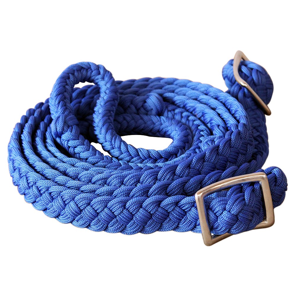 C-A102 1" X 8Ft Hilason Braided Poly Horse Barrel Reins Flat W/ Easy Grip Knots