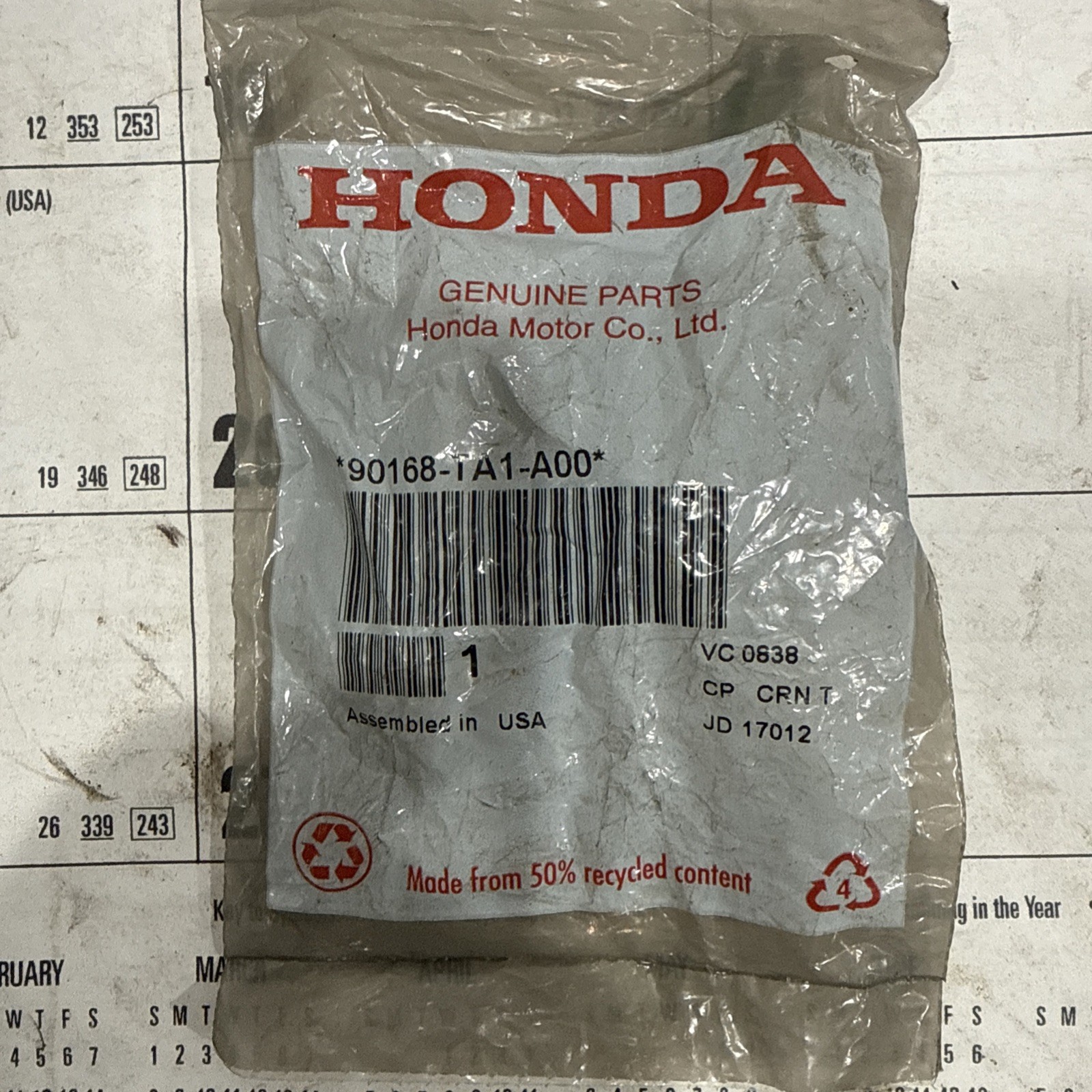 New Genuine OE Acura Bolt Flange 10X60 90168-TA1-A00