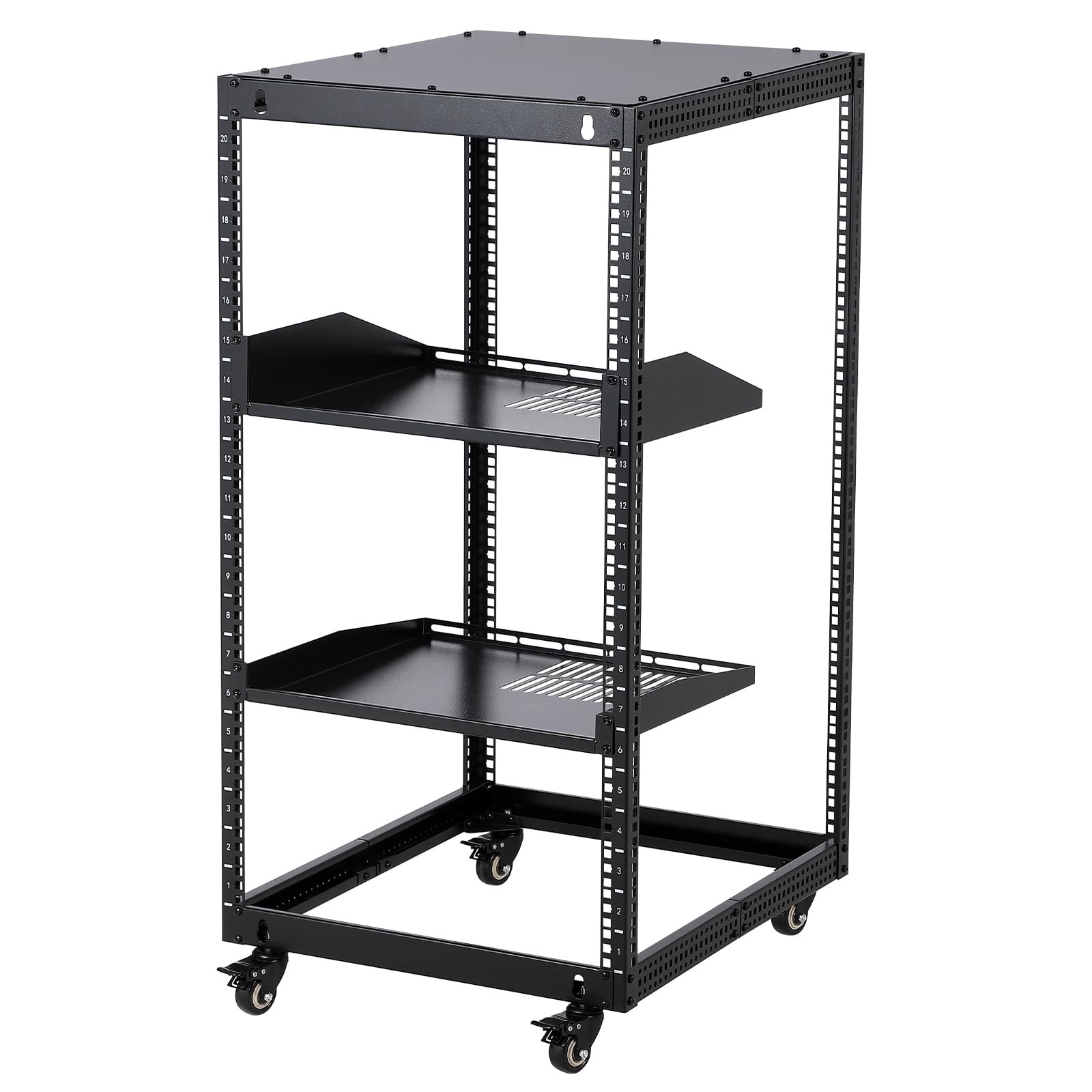 20U 4 Post Open Frame Server Rack Network Enclosure 23''-40'' with Caster