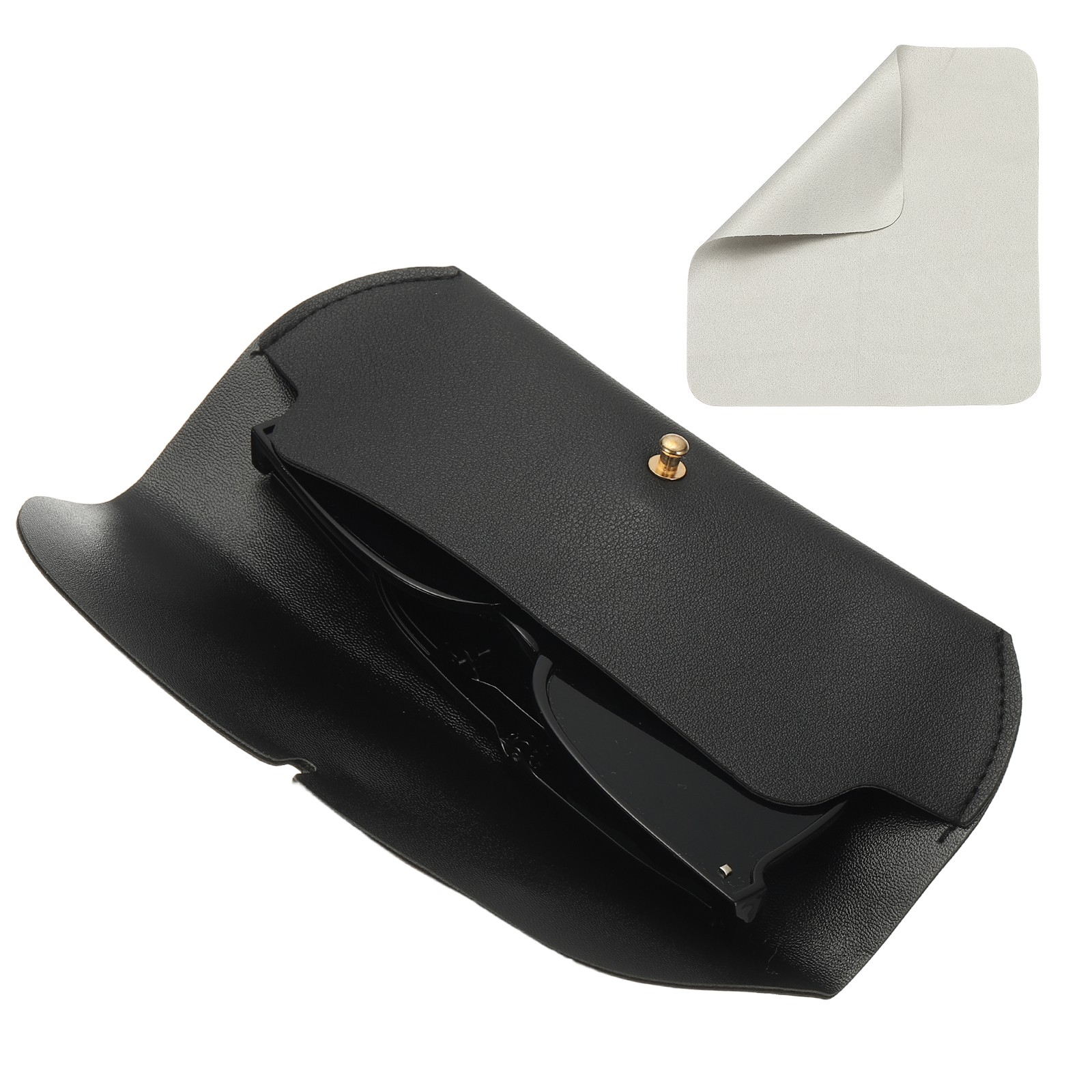 7.1" x 1.2" x 2.9" Leather Eyeglass Cases with Cleaning Cloth Black