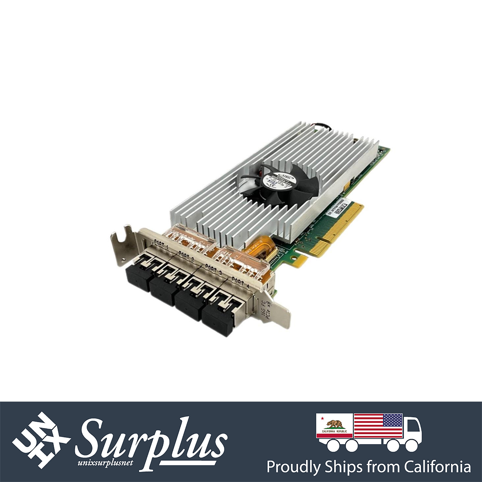 QLogic QFA11104 Quad Port FC 16GB PCIe CNA NIC Ethernet Card Low +4x Optics