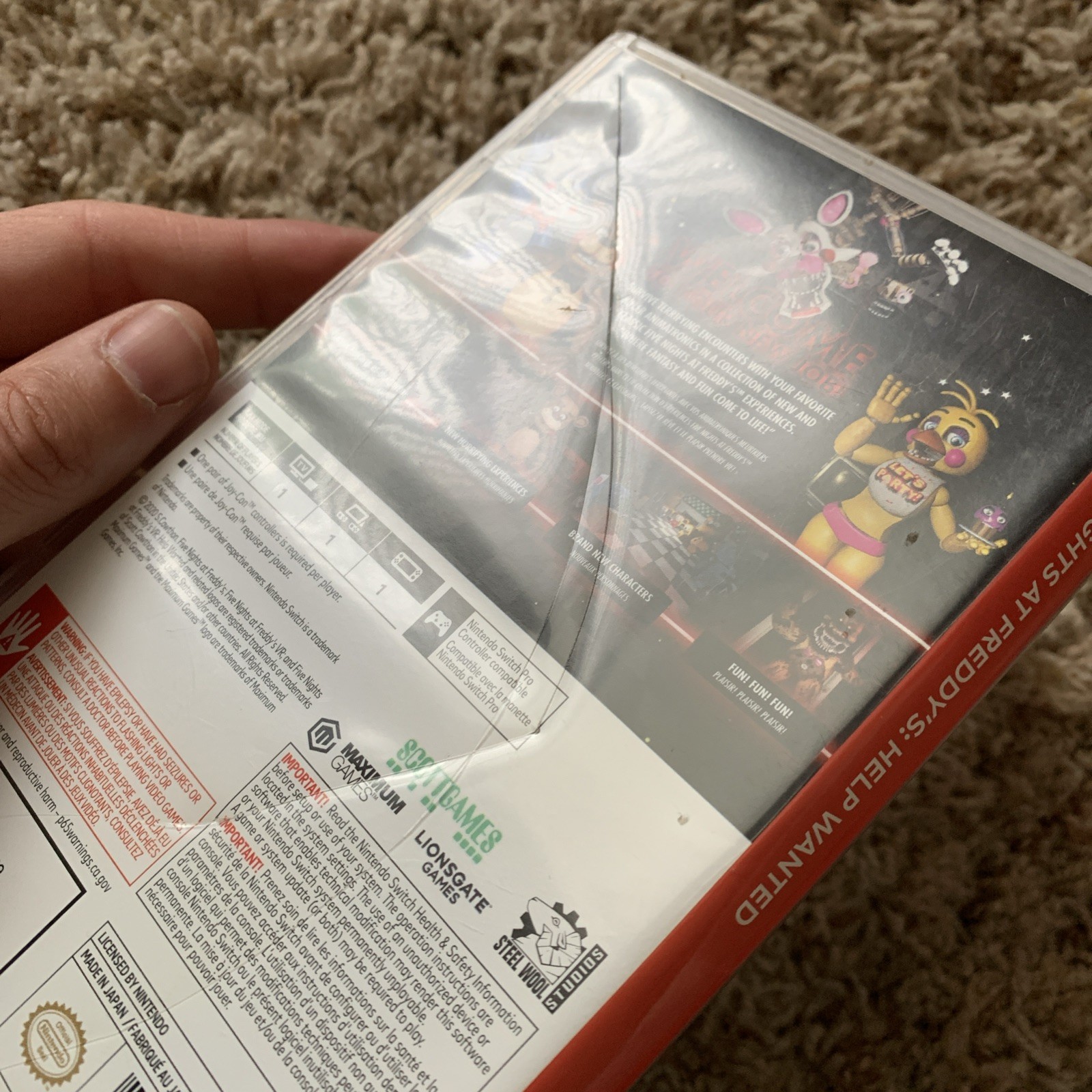 Empty Replacement Case! Five Nights At Freddy’s : Help Wanted Nintendo Switch