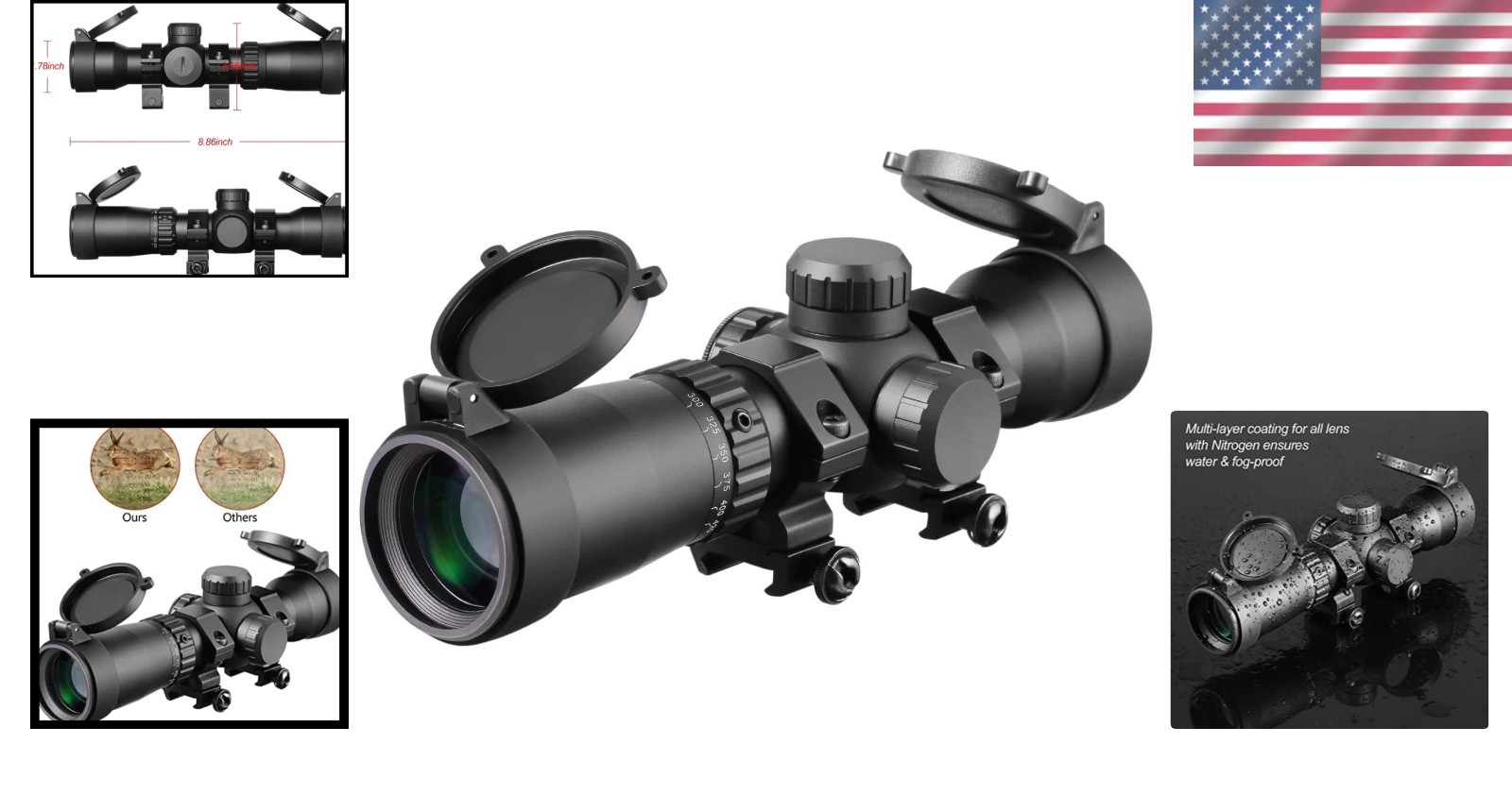 1.5-5x32 Illuminated Crossbow Scope, Ballistic Reticle