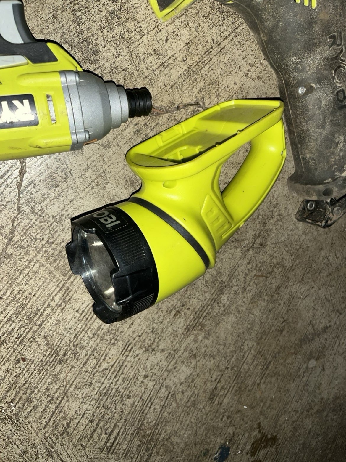 Ryobi 3-Tool Set Impact Driver Reciprocating Saw Flashlight Battery Yellow Black