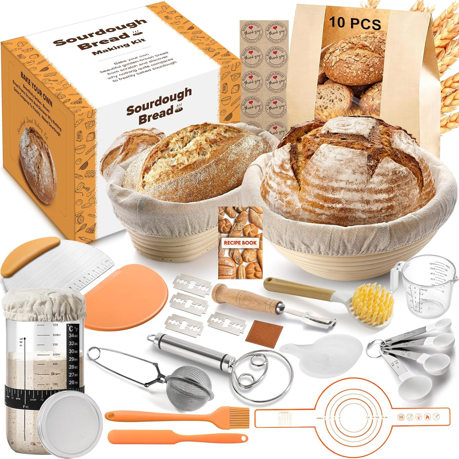 Sourdough Starter Kit, Bread Making Kit with Sourdough Starter Jar for Beginn...