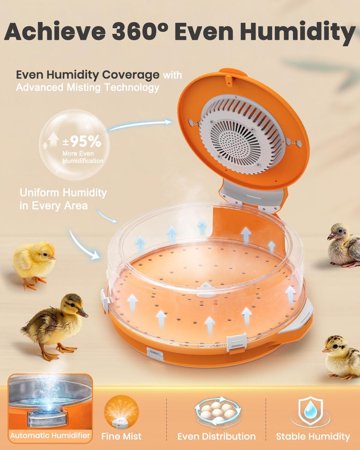 15 Egg Chicken Incubator Auto Temp Humidity Control Digital Egg Hatcher Flip