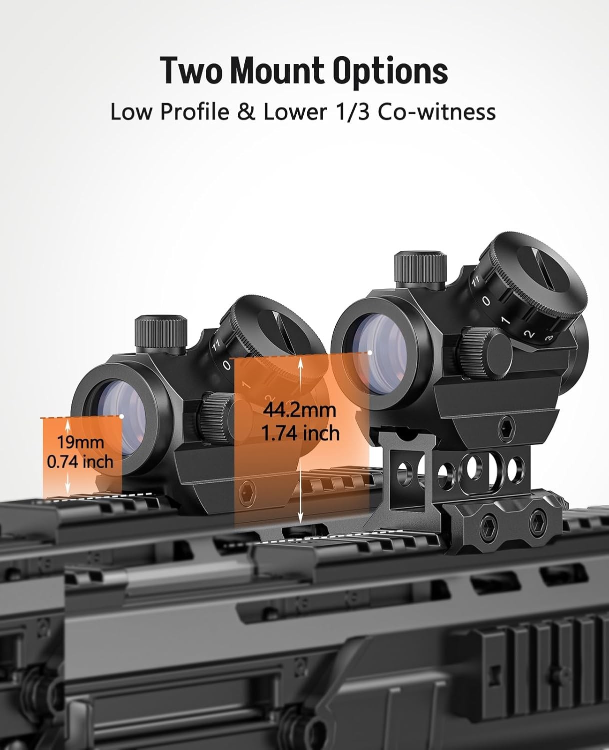 MidTen 2MOA Red Dot Sight 1x25mm Reflex Waterproof & Shockproof & Black