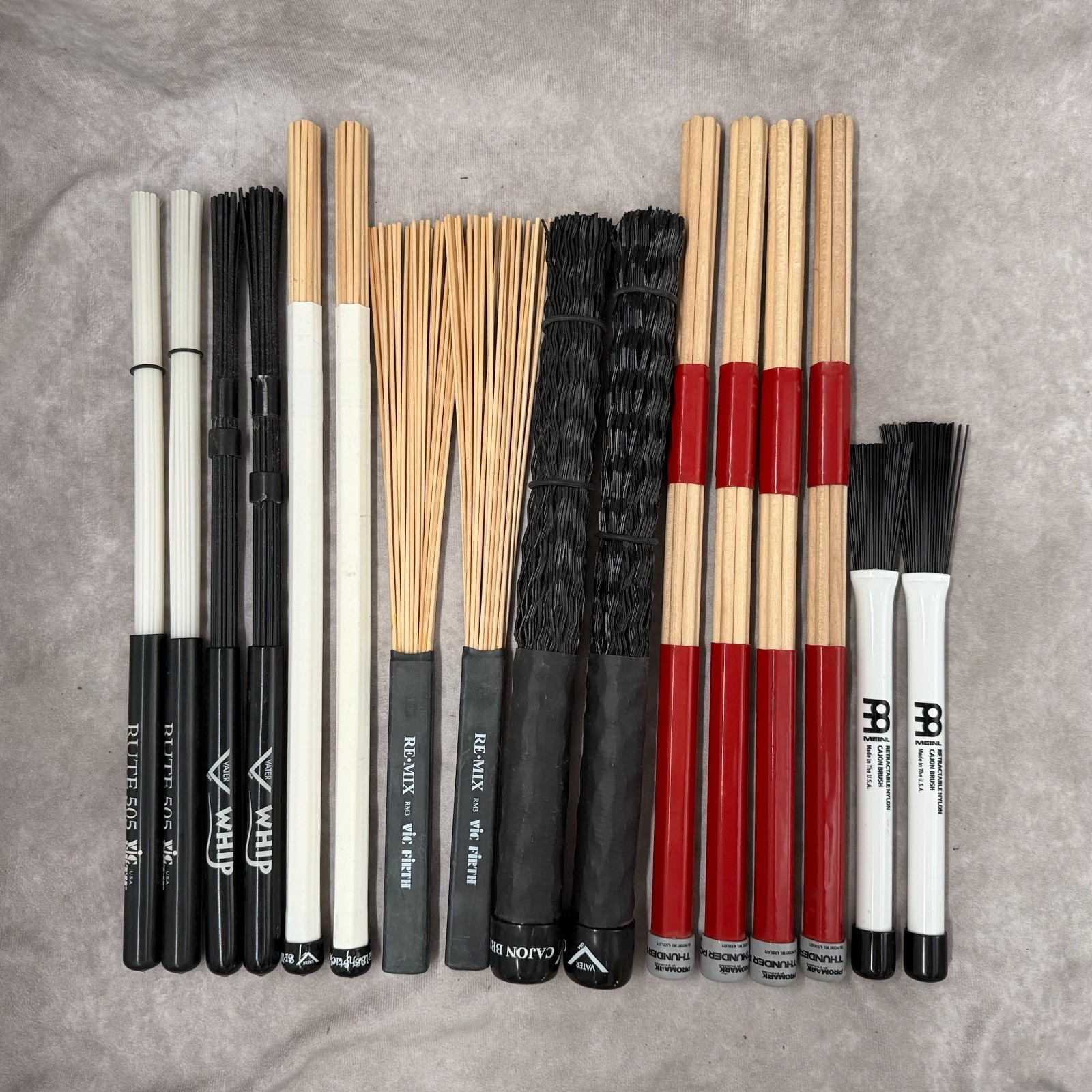 Bulk Lot of 8 Pairs of Specialty Drum Rods, Rutes, and Brushes