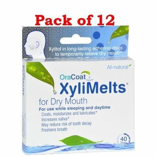 Oracoat Xylimelts Dry Mouth Relief Freshen Breath Disc Mild Mint 40 ct 12 Pack